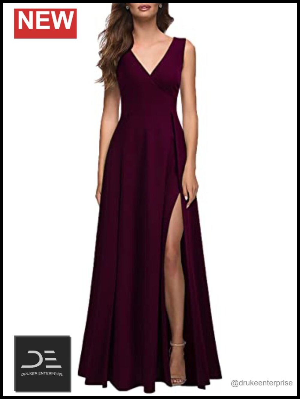 Women's V Neck Sleeveless Split Formal Cocktail Prom Long Maxi Dress